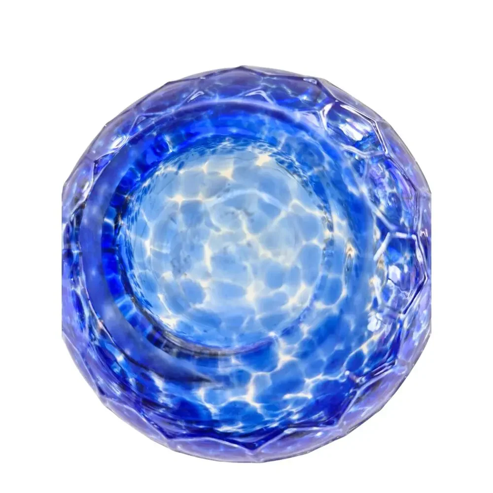 Vintage Blown Glass Owl Cobalt Blue Splatter Jar Vase Candle Holder Boho Cottage - Picture 5 of 8